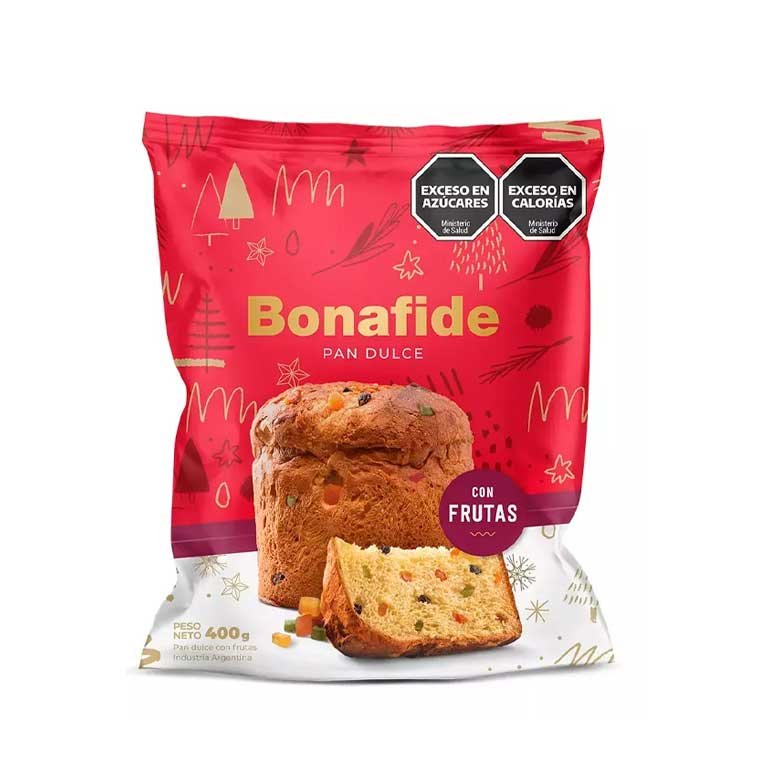 Pan dulce Bonafide con fruta x 400g.