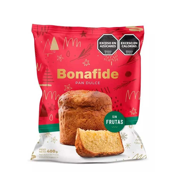 Pan dulce Bonafide sin fruta x 400g.