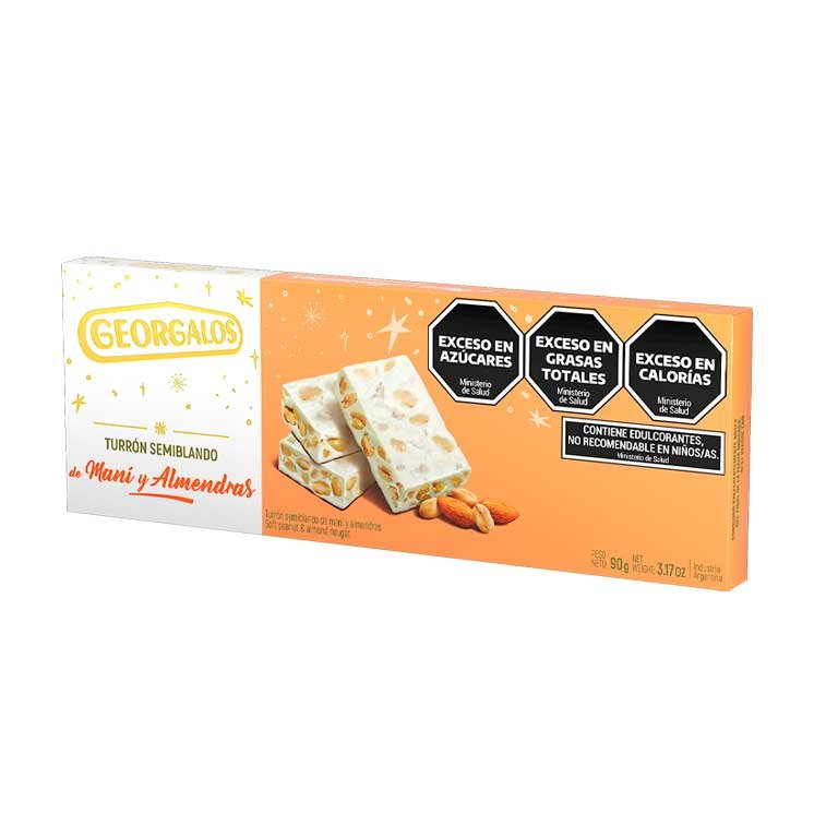 Turrón semi blando Georgalos, maní con almendra x 90g.