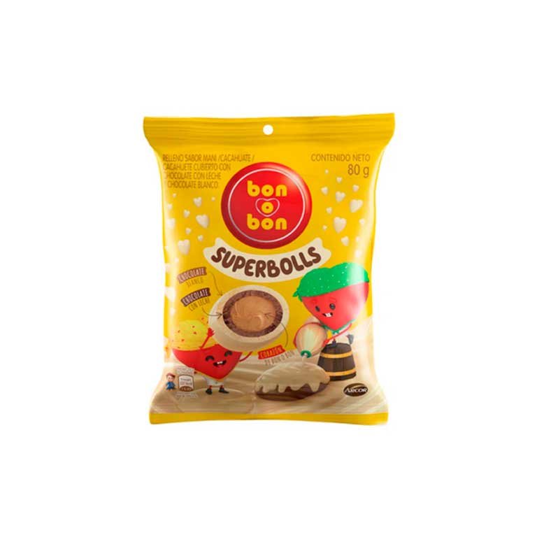 Mini bolitas de bon o bon bañadas con chocolate blanco y negro x 70gr.