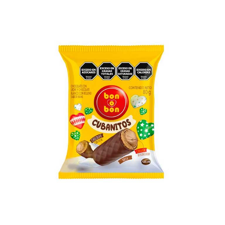 Mini cubanitos de bon o bon bañadas con chocolate blanco y negro x 70gr.