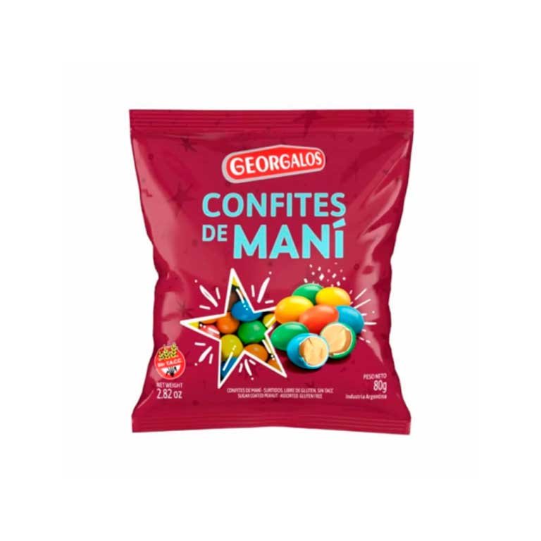 Maní Georgalos confitado coloreados x 80g.