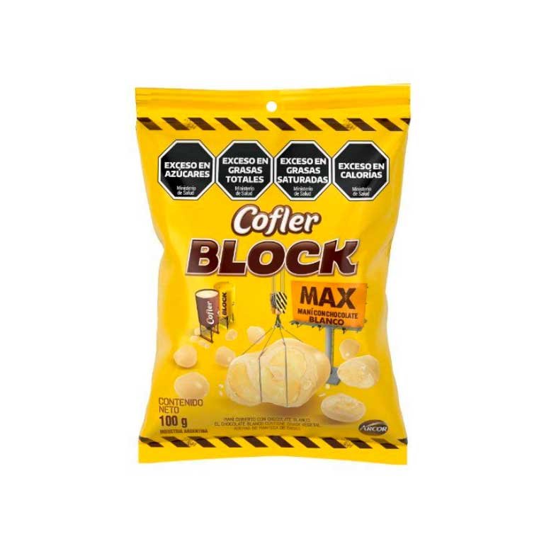 Maní cubierto con chocolate blanco Cofler Block x 100g.